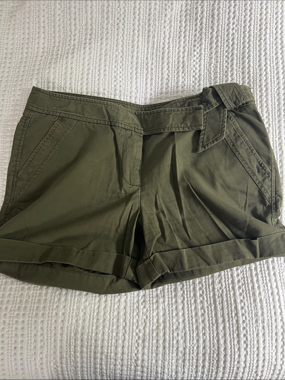 J. Crew Olive Tie-Waist Bermuda Shorts